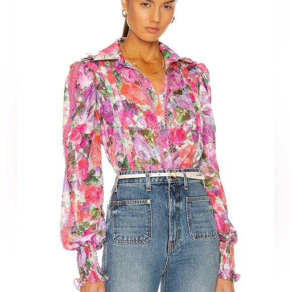 PatBo Blossom Button Front Blouse Rose 6 NWT - Picture 1 of 6